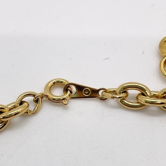 Stella and Dot Gold Tone Heart Rhinestone Charm Y2K Love Link Bracelet - Picture 2 of 3